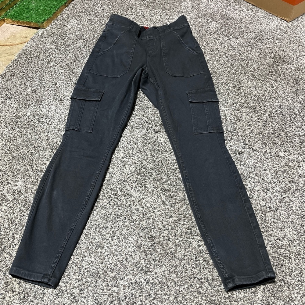 SPANX Stretch Twill Ankle Cargo Pants sz S Petite Gray Pull On 20311Q Pockets
